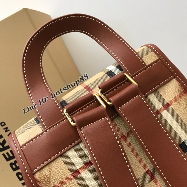 Burberry專櫃新款中古馬仔料雙肩背包 巴寶莉女款後背包 yxb1141